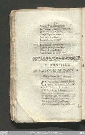 A Monsieur Le Marquis De Dange A Gouverneur de Touraine.