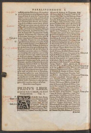 Primus Liber Dibre Haiomim, Id Est Paralipomenon