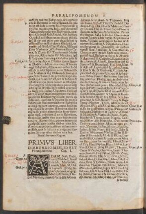 Primus Liber Dibre Haiomim, Id Est Paralipomenon
