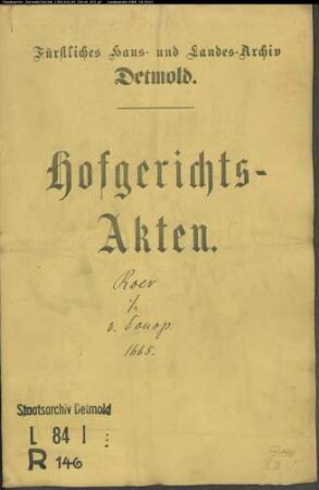 Röer, Johann in Farmbeck gegen Anton Gabriel von Donop - Schuldforderung