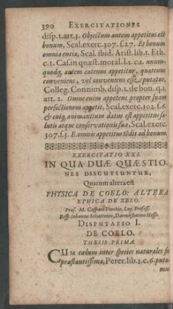 Exercitatio XXI. In Qua Duae Quaestiones Discutiuntur ...
