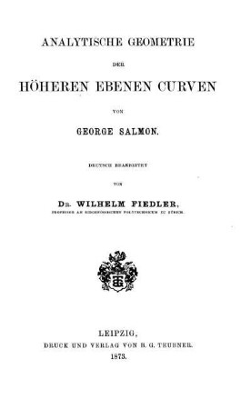 Analytische Geometrie der höheren ebenen Curven