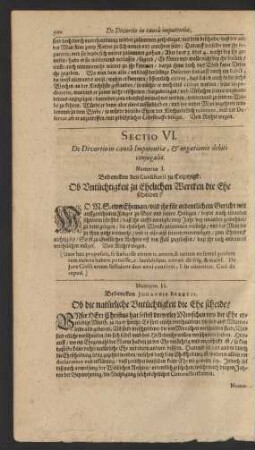 Sectio VI. De Divortio causa Impotentiae, & negationis debiti coniugalis.