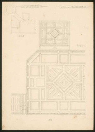 Villa Siemens, Berlin-Wannsee: Grundriss Fremdenzimmer 1:100, Decke Fremdenzimmer 1:10