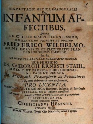 Disputatio medica inauguralis de infantum affectibus