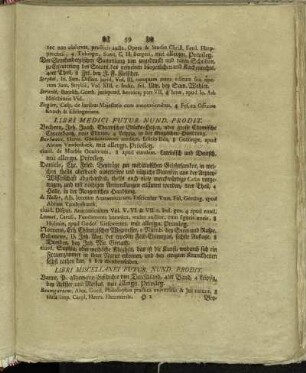 Libri Medici Futur. Nund. Prodit.