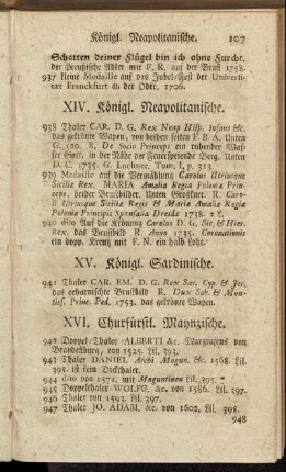 XVI. Churfürstl. Maynzische. - XVII. Churfürstl. Trierische.
