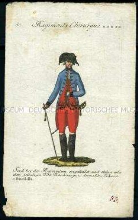 Uniformdarstellung, Regimentsarzt, Österreich, 1796. Tafel aus: Geschichte und bildliche Vorstellung der Regimenter des Erzhauses Österreich.