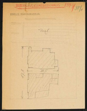 Theaterbau des Komödienhauses, Berlin: Layout-Skizze, drei Seiten