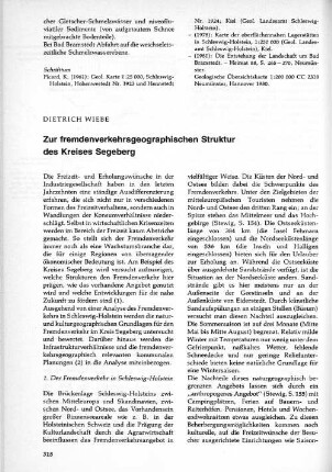 Zur fremdenverkehrsgeographischen Struktur des Kreises Segeberg
