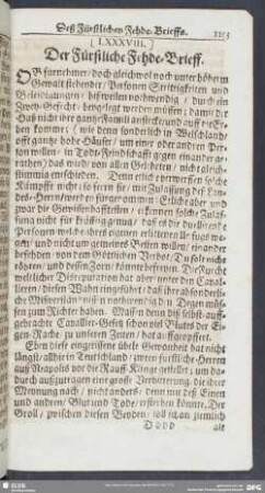 [LXXXVIII.] Der Fürstliche Fehde-Brieff