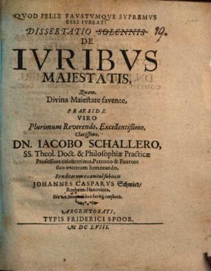 Dissertatio de ivribvs maiestatis