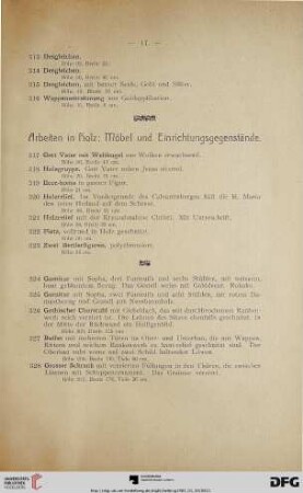Arbeiten in Holz; Möbel und Einrichtungsgegenstände (Nr. 317-346)