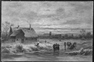 Winterlandschaft mit Schlittschuhläufern