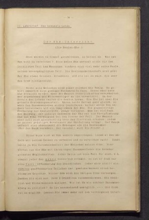 11. Lehrbrief. Das bewusste Leben. Der Ehe-Unterricht. (Die Seelen-Ehe.)