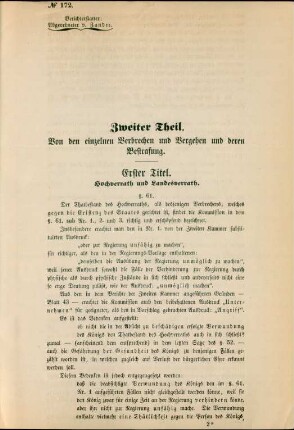 Zweiter Theil. Von den einzelnen Verbrechen und Vergehen und deren Bestrafung