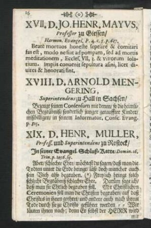 XVII. D. Jo. Henr. Mayus, Professor zu Giessen