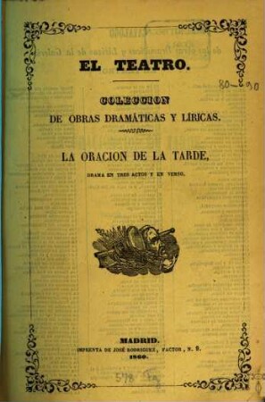La Oracion de la Tarde : Drama en 3 Actés y en Verso