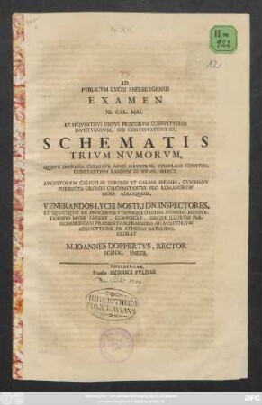 12: ... XI. Cal. Mai. Et Seqventibvs Diebvs Priscorvm Consvetvdine Institvendvm, Svb Continvatione XII. ... : [P. P. Dominica jubilate 1709.]
