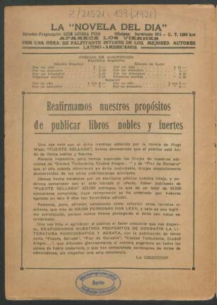 Reafirmamos nuestros propósitos de publicar libros nobles y fuertes