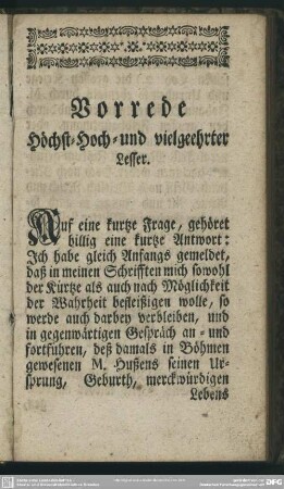 Vorrede Höchst-Hoch-und vielgeehrter Lesser