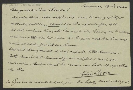 Brief an B. Schott's Söhne : 13.01.1913
