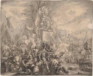 Heerlager an einem Monument (Gideon sammelt sein Heer am Jordan)