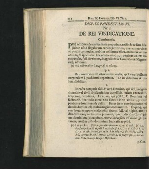 Disput. IX. De Rei Vindicatione.