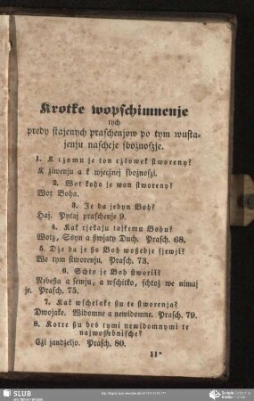Krotke wopschimnenje tych predy stajenych praschenjow po tym wustajenju nascheje sbożnoszje