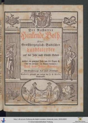 Der Rastatter hinkende Bote: ... auf das Jahr nach Christi Geburt 1839