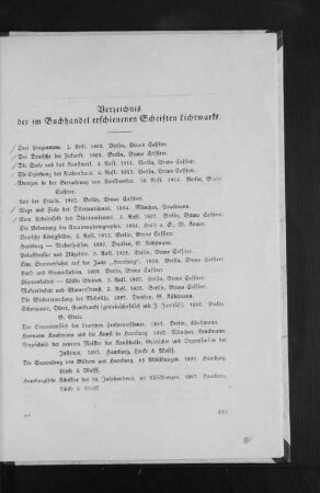 Verzeichnis der im Buchhandel erschienen Schriften Lichtwarks