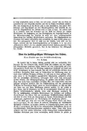 Über die seelisch-geistigen Wirkungen des Lesens : eine Studie aus der Selbstbeobachtung