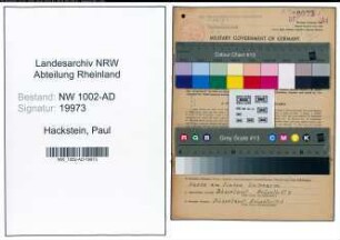Entnazifizierung Paul Hackstein, geb. 15.02.1901 (Verw.Angest.)