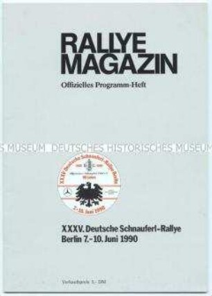 Programmheft der XXXV. Deutschen Schnauferl-Rallye 1990 in Berlin