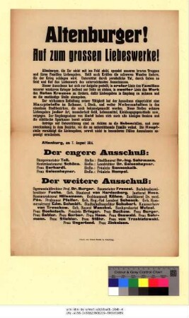Originaltitel: Altenburger! Auf zum grossen Liebeswerke!