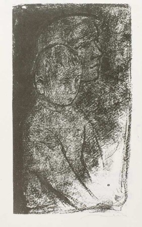 Halbfigur eines Jungen vor der Mutter