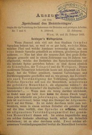 Schleyer's Weltsprache : [Kopftitel.]