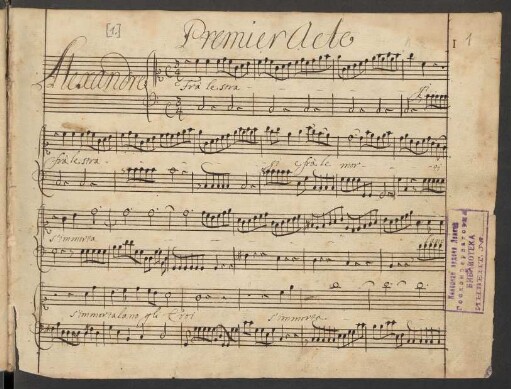 La superbia d'Alessandro. Fragmente. Arr.; TimS B,I,8