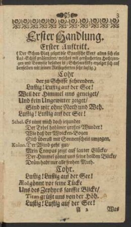 Erster Handlung. Erster [- Dreyzehnder] Auftritt.
