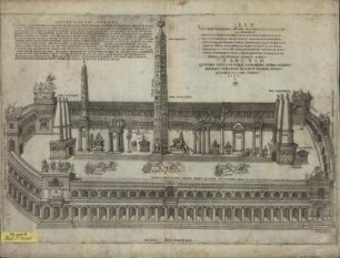 Rekonstruktion des Circus Maximus in Rom, Kupferstich, 1552 : [Rekonstruktion des Circus Maximus] / N. Beavtrizet, Lotarringae. - [Romae] : A Michaele Tramezino , [1552]. - 1 Ansicht : Radierung ; 57 x 39 cm