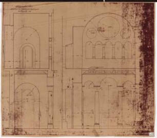 Königliches Residenzschloss Posen, Posen: Schnitt durch die Vorhalle und Orgelempore der Kapelle 1:20