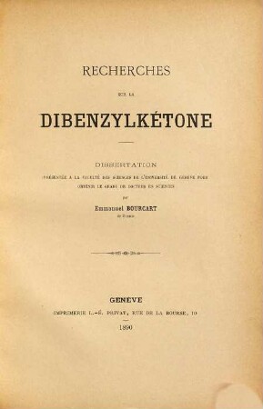 Recherches sur la dibenzylkétone