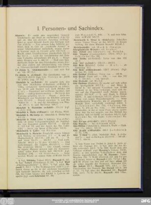 I. Personen- und Sachindex.