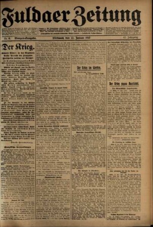 Erste Ausgabe vom Mittwoch, den 13. Januar 1915.