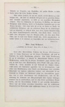 Ueber Franz Grillparzer