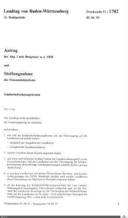 Antrag der SPD: Schülerbeförderungskosten