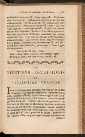 De Fontibvs Ervditionis Et Sapientiae Graecae