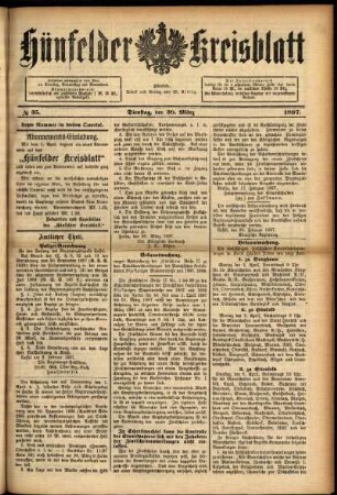 Erste Ausgabe vom Dienstag, den 30. März 1897.