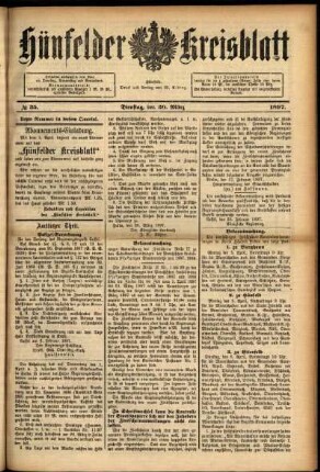 Erste Ausgabe vom Dienstag, den 30. März 1897.