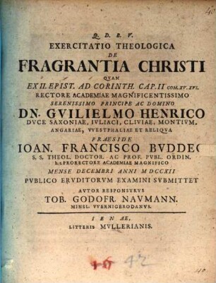 Exercitatio theologica de fragrantia Christi